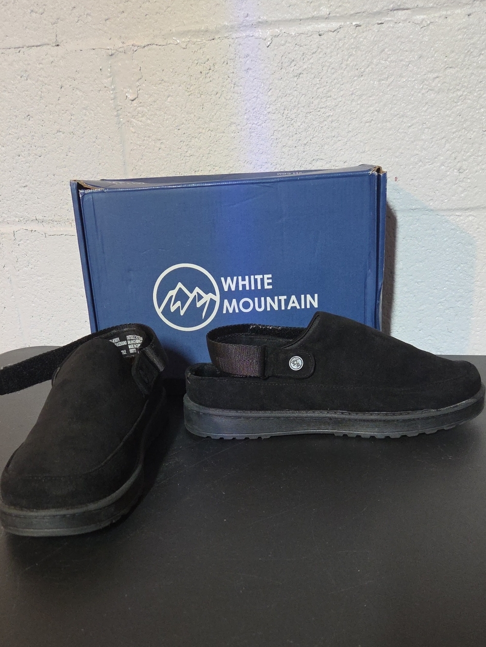 White Mountain Black Suede Slip-On Mule Loafers